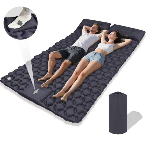 Double - Person Inflatable Foot - Pump Air Mattress: Ultra - Comfortable & Rapid Self - Inflation! Ideal For Camping, Travel & Home Use