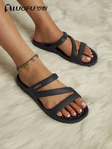 luofu 新款罗浮时尚夏季女士印花拖鞋，舒适橡胶中底，户外休闲人字拖，沙滩凉鞋，防滑鞋底，适合居家穿着