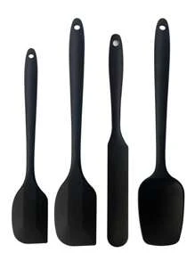 4 pièces Set de cuisson en silicone, comprenant une spatule à gâteau en silicone, un grattoir en forme de T, un ustensile grattoir résistant à la chaleur, un mélangeur à salade, un grattoir en silicone, un kit d'outils de cuisson, convenant pour la cuisson, le mélange, le beurre et le mélange de confiture, lavable au lave-vaisselle