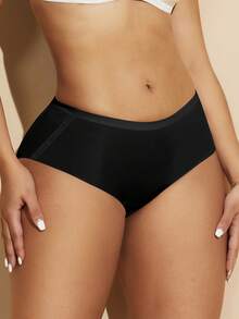 1pc Women Tummy Control Butt Lifting Seamless Shaper Briefs, Black Waist Cincher Panties - Black - View 8