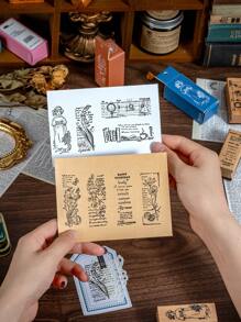 1pc Fine Pattern Brown Wooden Stamp, Small Fresh Flower Plant Pattern Creative Design Wooden Stamp For Notebook Scrapbook Decoration Greeting Card Decoration, Gift For Friends School Supplies,Back To School