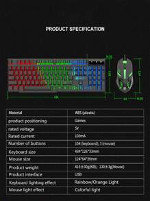 Colorful Led Backlit Gaming Keyboard & Mouse Set With Mechanical Feel, For Desktop, Laptop And Pc