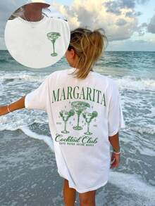 Plus Size Women's Summer Margarita Cocktail Graphic T-Shirt,Casual Comfort Top Daily Wear | Plus Size Women Clothes,Plus Size Tops,Tops Plus Size Women,Curvy Plus Size Clothes,Plus Tops,Plus Size T Shirts,Plus Size Maternity Clothes,Tshirts Women Plus Size,Birthday Gift - White - View 9