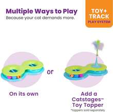 Infinity Ball Track For Cats With Two Balls, Including One Light-Up-Ball, Figure-8 Shaped Track Compatible Topper Toys, Green - Rust Brown - View 5