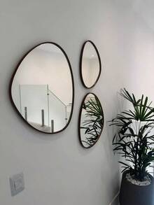 Kit Of 3 Mirrors With Organic Frame, Elegant Design - Black - View 1