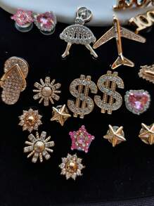 25pcs Girls Rhinestone DIY Shoe Decoration Set, Suitable For Sandals, Clogs, Garden Shoes, Bags, ABS Material Shoe Pins, Charms, Accessories