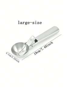 1pc Stainless Steel Double-Sided Ice Cream Scoop And Spoon, Multifunctional Ice Cream Digging Tool, Silver Color