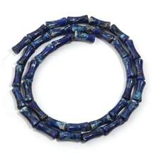 Approx. 32pcs Natural Bamboo Node-Shaped Imperial Jasper Beads, Multi-Styles, Retro Oil Painting Dark Color, DIY Craft Loose Spacer Beads, Suitable For Bracelet, Necklace, Jewelry, Pendant, Decoration Accessories