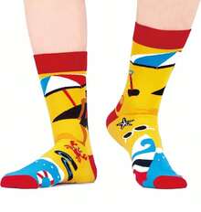 Men's Funny Novelty Crazy Pattern Dress Socks For Gifts - Blue/Yellow/Red/Multicolor Surfer-4m - View 7