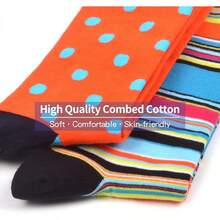 Men's Funny Novelty Crazy Pattern Dress Socks For Gifts - أحمر-برتقالي/أزرق/أصفر/أخضر/متعدد الألوان هندسي-12 شهرًا - مشاهدة 7