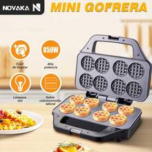 Mini Gofrera de 8 Orificios con Doble cara Antiadherente, Mini Máquina para Waffles, Compacta y Fácil de Usar, 850W de Potencia, para Hacer Waffles, Almuerzo o Aperitivos - Tipo de Enchufe A USA (110-127V) - Ver 2