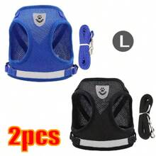Pet Cat Dog Reflective Vest Harness & Leash Set, Includes Harness, Leash, Brush; Pet Outdoor Walking Harness & Foldable Food Bowl Set, Hassle-Free Travel