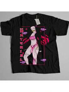 Anime-Shirt, Manga Otaku, Japanese Anime Tee, Cute Manga Design, Anime Graphic Shirt, Casual Wear|Bohemian Style|Glossy Finish - 黑色 - 查看 1