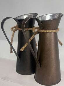 1pc/2pcs Vintage Farmhouse Metal Galvanized Vase - Rustic Cream Distressed Milk Can With "Home Floral" Label, Perfect For Tabletop Centerpiece And Home Decor Room Decor Flower Vase Glass Vase - Multicolor - View 11