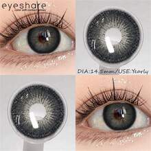 1 par de lentes de contacto de color y aumento para los ojos, de color azul, verde, marrón, gris o negro, de 14,5 mm, lentes cosméticos desechables anuales para citas, uso diario o fiestas - Desechable Anual - Ver 12