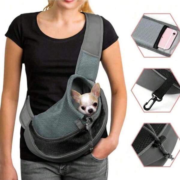 1pc Pet Dog Backpack Sling Carrier Breathable Mesh Travel Safe Sling Bag Carrier Size Runs Small Suitable For Small Dogs And Cats Christmas For Holiday Gift Giving