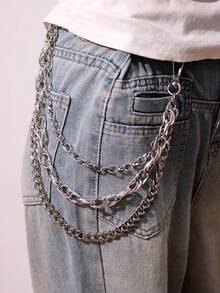 Unique Thick Aluminum Chain Metal Waist Chain, Punk Rock Biker Style Hip-Hop Leather Pants Chain Fall, Autumn, Halloween