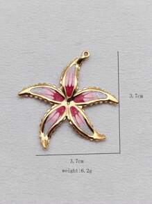 1pc Stainless Steel Enamel Starfish Shape Pendant, DIY Ocean Style Necklace Charm