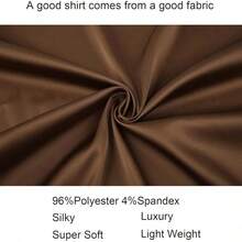 Mens Luxury Satin Dress Shirt Long Sleeve Silk Shiny Sateen Party Shirt - Coffee - View 4