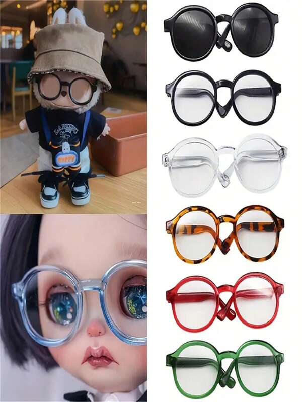 1/3/4 Piece Acrylic Plastic Miniature Glasses Set For Labubu And 1:12 Dolls, 6.5 Cm (2.56 Inch) Round Cute Doll Glasses Accessory - Multi-Color Mixed Sunglasses, Collectible Doll Decorations, Christmas Stocking Stuffers And Doll Shelf Arrangements
