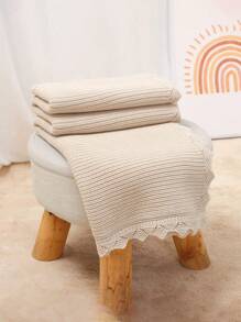 1 Stück lässige und einfache gestrickte Babydecke mit romantischer Spitze, Baby-Umhängedecke, ganzjährig geeignet für Kinder