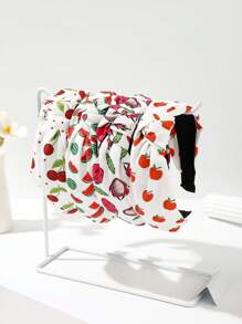 4 peças/Conjunto Cor Sólida de Tecido, Strass, Cereja, Morango, Melancia, Maçã, Poá, Xadrez, Floral Padrão Elástico Largo, Faixa de Cabelo, Acessórios para Cabelo, Diadema, Tiara