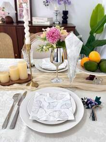 16 chiếc/bộ, Khăn ăn lá bạch quả dùng một lần bằng giấy bạc vàng 13x13 inch, In ấn cho đám cưới, trang trí tiệc trà sinh nhật, nhà hàng, khách sạn, quán cà phê cho khách, trang trí nhà cửa, đồ dùng cho tiệc, làm từ bột gỗ nguyên chất - Nhiều màu - Xem 9