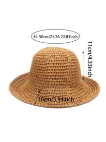 1 Peça Chapéu de Sol de Palha Dobrável Feminino - Aba Larga, Chapéu Balde Respirável, Leve para Férias de Verão, Praia, Atividades ao Ar Livre, Chapéu de Praia, Acessório de Viagem, Roupa de Praia Estilosa, Construção Durável, Amantes de Viagem, Essenciais de Férias