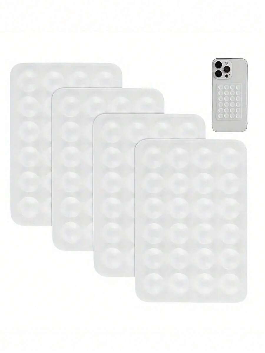 4 Packs New Fashion Silicone 24-Suction Cup Adhesive Phone Holder, No Drilling Required - Clear - View 1