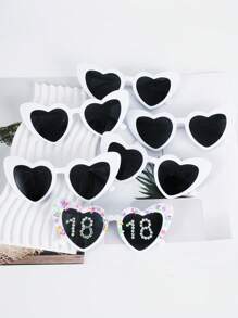 Perle Herz-förmige Geburtstagsgläser für Damen - 18., 21., 30., 40., 50. Geburtstag, Hochzeitsgeschenk Accessoire, Party Dekoration, Foto Accessoire, Mode Brille