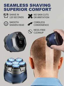 YTWO 6D Men's Electric Bald Head Clipper | 6 Floating Blades | Cordless, Rechargeable | For Short Hair & Travel | Great Gift For Him, Titanium Head Shaver Is The Evolution In Electric Head Shavers For Bald Men. Battery Capacity: 1400mAh