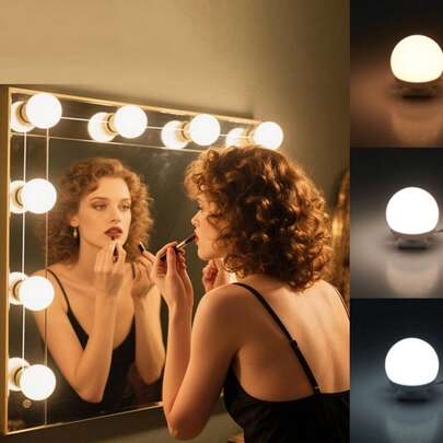 1 đèn gương trang điểm, không cần khoan, đèn gương trang điểm, bóng đèn LED gương trang điểm, gương ba màu có thể điều chỉnh độ sáng USB, bóng đèn chiếu sáng, gương trang điểm làm đẹp, sinh nhật, đèn phòng tắm, cấp nguồn qua USB, đèn gương, chiếu sáng, dải đèn LED, điều khiển bằng nút bấm, thích hợp cho gương trang điểm, tủ quần áo, phòng ngủ và phòng tắm - không cần pin, lắp đặt bằng keo dán hai mặt gắn tường, thích hợp cho phòng tắm, tiệm làm đẹp, gương, đồ trang trí Halloween