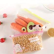 10/15/20-Pack Cute Cartoon Zipper Seal Bags | Reusable Self-Sealing Food Storage Bags | Thickened Airtight Freezer Bags For Fridge & Home Use | Freshness Preservation Pouches