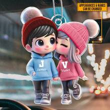 2 Styles - 1pc Customized Cartoon Couple Car Pendant, Personalized Acrylic Car Accessories, Unique Couple Gift, Anniversary Gift, Holiday/Occasion Gift (For Girlfriend/Wife) - As Shown - View 16