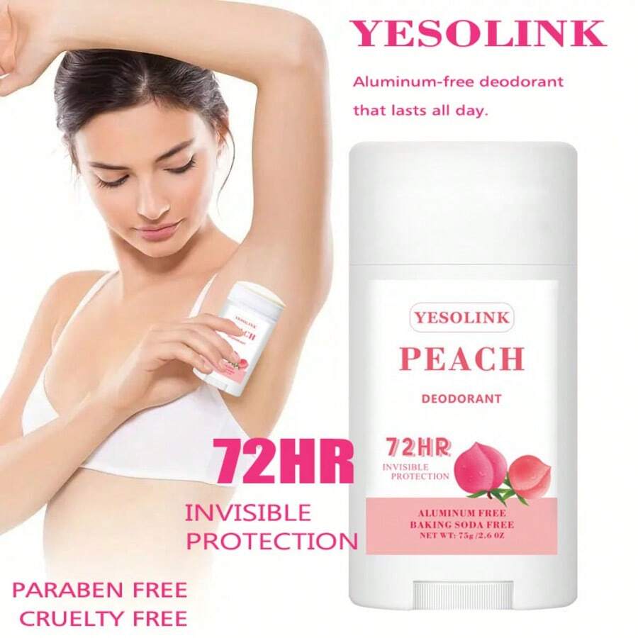 عصا مزيل عرق بعطر الخوخ 75 جرام، عطر منعش، خالي من الألومنيوم، مكونات نباتية، حماية من الرائحة لمدة 48 ساعة، هدية رائعة للصديقة أو الأم في عيد الحب أو عيد الميلاد