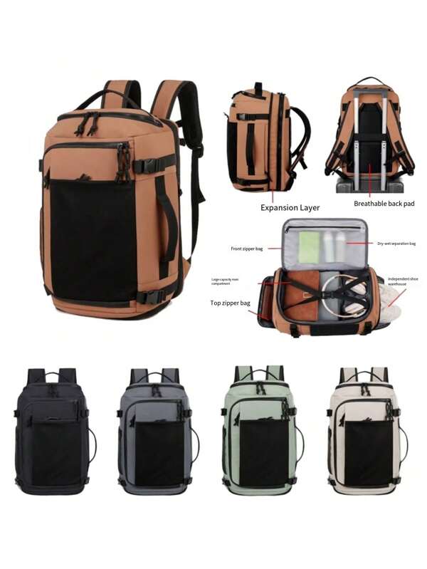 Spacious Dual-Compartment Travel Backpack With Wet/Dry Separation, Shoe Compartment, Casual Outdoor Sports & Gym Bag Bags For Holiday