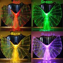 女士 LED 白色（红色/暖色/绿色/紫色）发光派对舞蹈服装道具 - 发光翼斗篷（不含 3 节 AA 电池）配有可调节肩带，适用于舞台、节日庆典、婚礼灯光、艺术表演舞蹈道具 - 彩色 - 查看 4