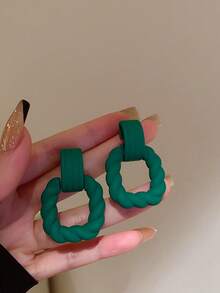 Andkiss 1 对方形针织耳钉，适合日常佩戴