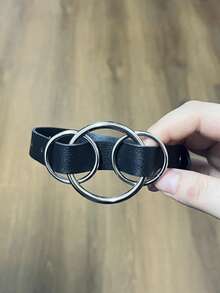 1 件银色 O 型环皮革女士手链，黑色皮革 O 型环腕带，腕口，送给女朋友的礼物 - 彩色 - 查看 3