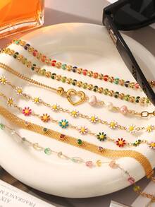 1pc, 18k Golden Plated, Stainless Steel Olive Leaf Bracelet, Classic Luxury Stainless Steel Women's Jewelry, Wedding And Graduation Holiday Gifts - Multicolor - View 3