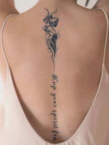 3Pcs Spine Fake Tattoo Temporary Tattoos Semi Permanent Tattoo Y2K Butterfly Waterproof Sweatproof Last For 1-2 Weeks Realistic Herbal Juice Anti-Friction Non-Reflective Black For Woman And Men Tattoo Stickers For Arm, Chest, Leg, Abdomen, Waist, Finger, Neck, Spine, Modernist Body Art