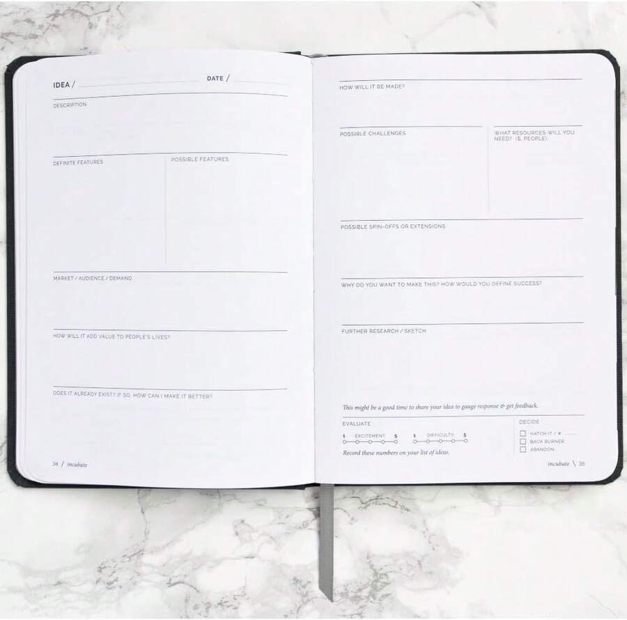 Hatch Idea Notebook - Idea Journal, Brainstorming Notebook & Project Planner For Entrepreneurs, Project Management, & Business Owners - Slate Gray - 160 Pages, 5.75 X 8.25" - Grey - View 1