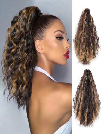 Extensión de cola de caballo con cordón, cola de caballo ondulada larga para mujeres, extensiones de cabello sintético con aspecto natural para uso diario