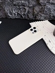 1pc White Leather Mobile Phone Case, Imitation Leather Mobile Phone Case, Comfortable And Non-Slip Mobile Phone Case, Suitable For All Models Of Apple Mobile Phones, Can Be Used For Apple 11/12/13/14/15/16/Pro/Plus/Pro Max/16e Mobile Phone Case - 白色 - 查看 5