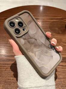 Marble Pattern Grooved Thick Protective Phone Case, Scratch-Resistant Shock-Absorbing Simple Design - Multicolor - View 1