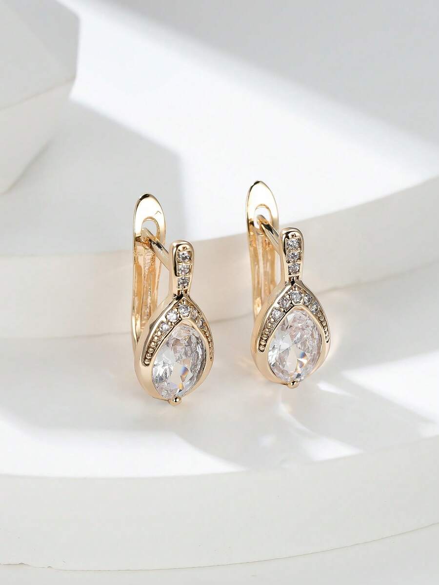 1 Pair Minimalist & Delicate Red Angel Teardrop Earrings, Fashionable For Wedding & Party - White - View 1