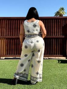 Truni Elyhuante_03 Bộ 2 món cỡ lớn, trang phục thường ngày và thời trang, phong cách tối giản cho mặc hàng ngày và đi nghỉ mát, dành cho dáng người quả lê tam giác, thích hợp cho mùa hè. - Nhiều màu - Xem 2