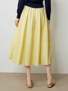 Minimalist A-Line Skirt, High Waisted Women Casual Versatile Long Umbrella Skirt