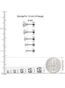 JewelrieShop Pendientes de botón de 16G 6mm, pendientes de espalda plana de acero inoxidable, cristal CZ de 3mm-7mm, circonita cúbica, 5 pares, unisex