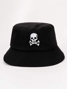 1 件骷髅刺绣休闲嘻哈渔夫帽适合日常外出、派对、男女通用街头服饰骑行太阳帽适合徒步旅行、钓鱼、户外活动 - 漁夫帽 - 查看 6